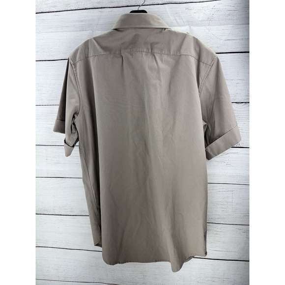 Vintage EDDIE BAUER Tan Khaki Button Down Camp Hiking Shirt Size Medium - Picture 7 of 8